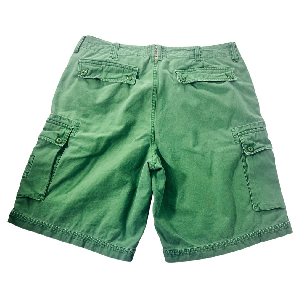 Vtg Chaps Green Denim Baggy Cargo Shorts Loose Long Sz 36 Mens Y2K Skater‎ 90s - Picture 2 of 8